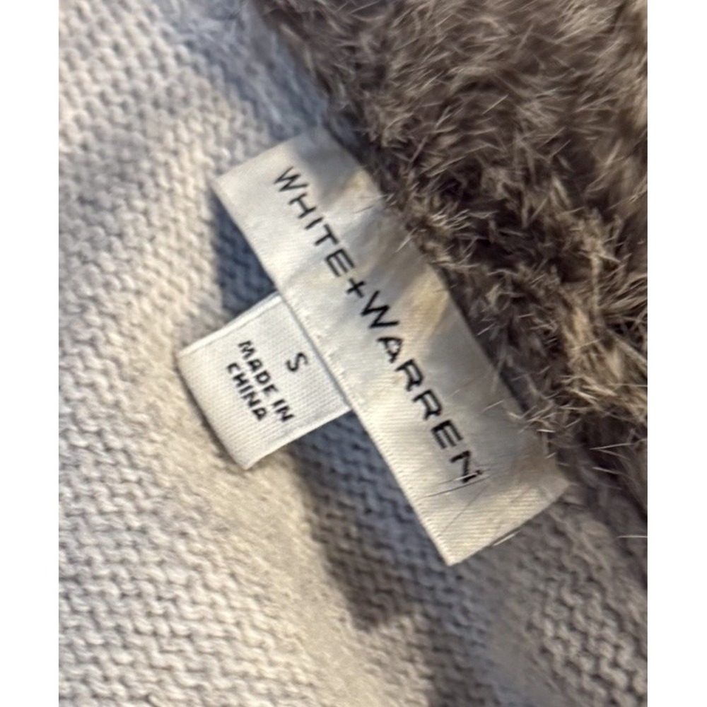 White+Warren Sweater Open Real Fur Front Cardigan Women's Small - Picture 3 of 7